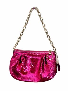Coach Poppy Sequin 14366 Hot Pink Mini Baguette